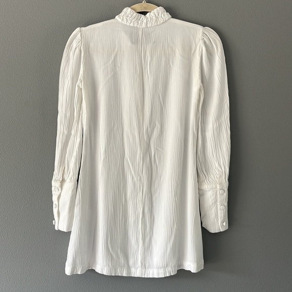 Reformation White Crinkle Blouse Tunic with Cloth Button Details - Picture 4 of 11